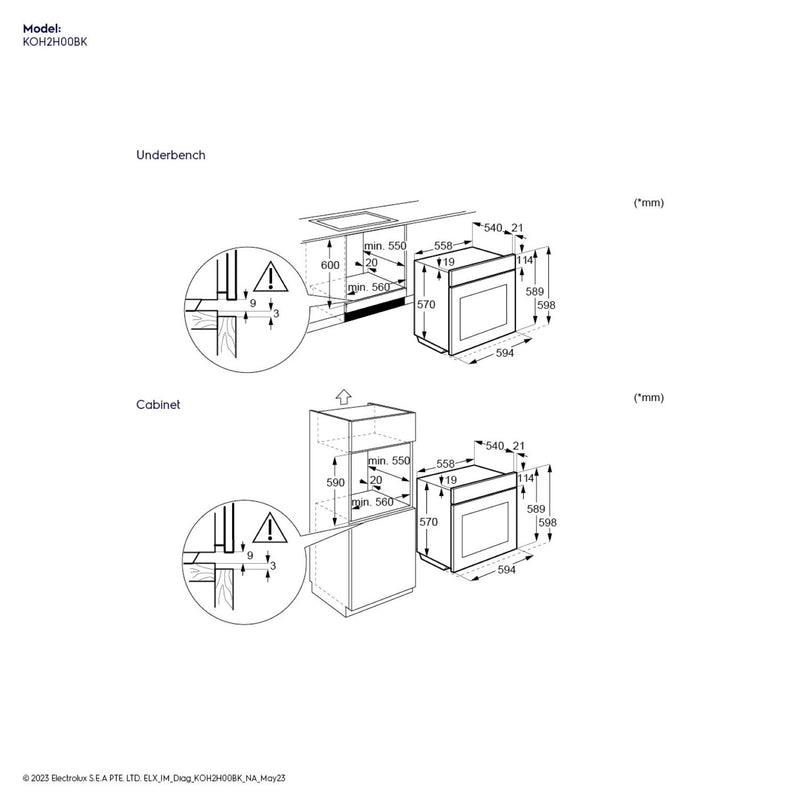 Electrolux KOH2H00BK UltimateTaste 300 60 cm Built-in Single Oven – 65L Capacity-8