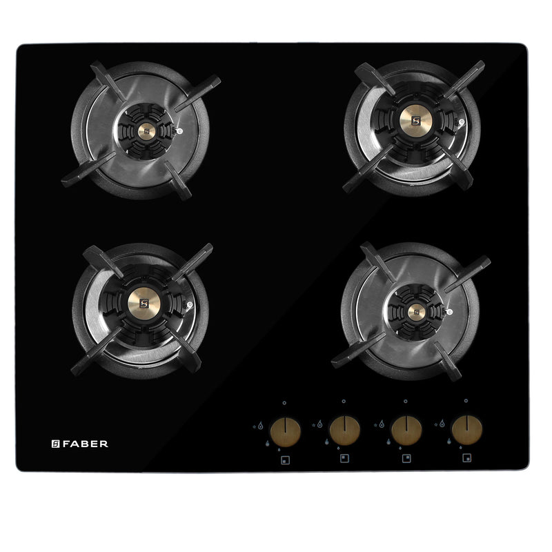 Faber Hob Maxus HT604 CRS BR CI AI – 4-Burner Brass Gas Hob, 60cm, Cast Iron Pan Support, Auto Ignition-2