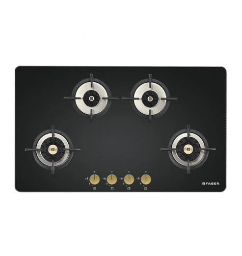 Faber Hob Maxus HT904 CRS BR CI AI – 4-Burner Brass Gas Hob, Tempered Black Glass, Auto Ignition, 90cm-2