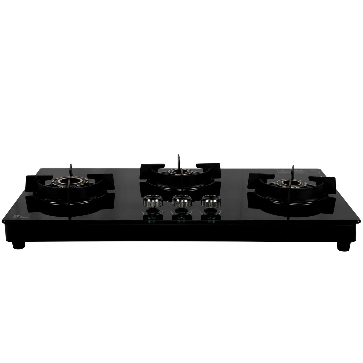 Carysil Olive 3 Burner Gas Cooktop | Brass Burners, Auto Ignition, Black Tempered Glass, Heavy Pan Support