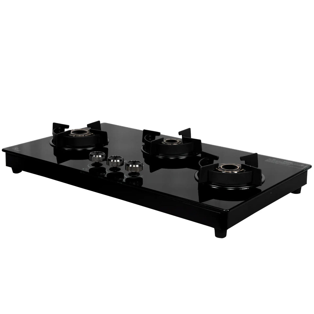 Carysil Olive 3 Burner Gas Cooktop | Brass Burners, Auto Ignition, Black Tempered Glass, Heavy Pan Support-3