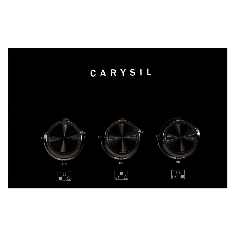 Carysil Olive 3 Burner Gas Cooktop | Brass Burners, Auto Ignition, Black Tempered Glass, Heavy Pan Support-5