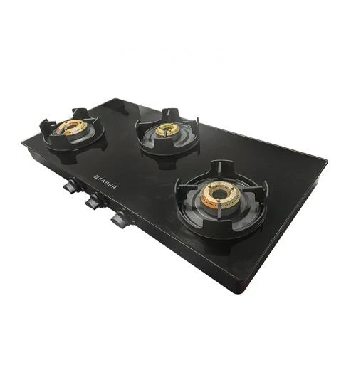 Faber Cooktop Onyx 3BB BK CI – 3 Burner Gas Cooktop with Brass Burners, Jumbo Burner, MS Powder Coated Finish-2