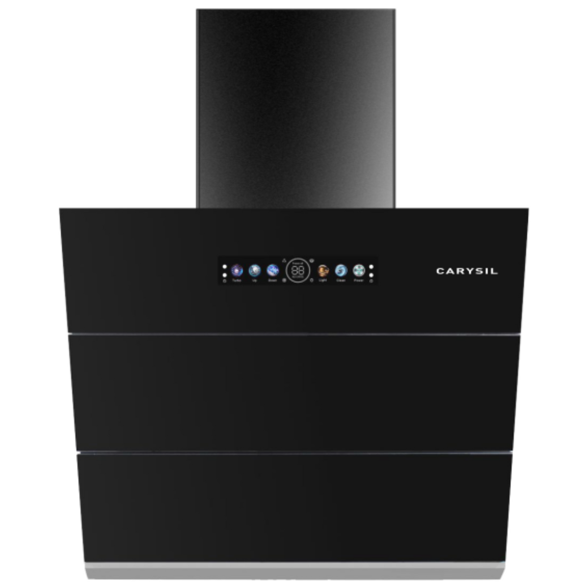 Carysil Tune  S Smart BLDC Chimney (60 / 75 / 90 cm) | 1350 m³/hr BLDC Motor | Voice Control, Motion Sensor & Bluetooth Speaker | 9-Speed Filterless Auto-Clean Kitchen Chimney (Matte Black)-1