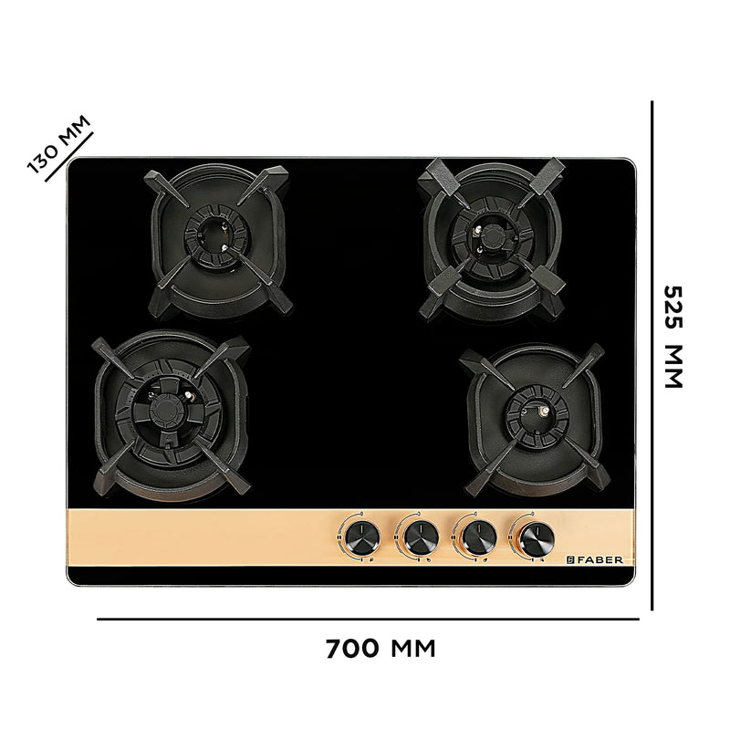 Faber Utopia Pro HT-704 BR CI 70 cm Built-In Gas Hob – 4 Brass Burners, Flame Failure Safety & Auto Ignition-13
