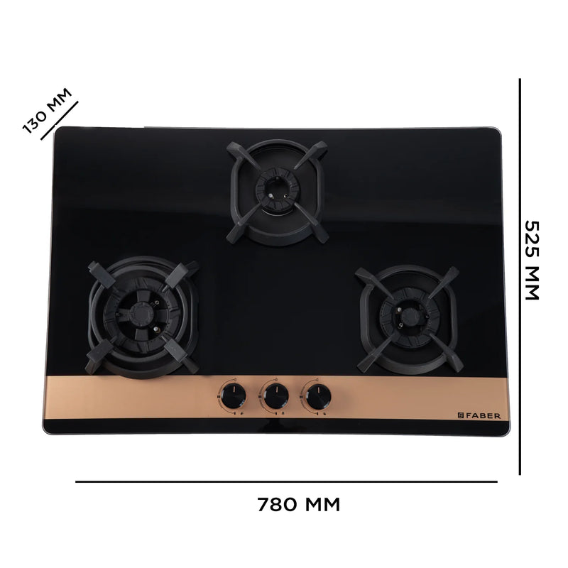 Faber Utopia HT-783 BR CI 75 cm Built-In Gas Hob – 3 Brass Burners, Flame Failure Safety & Auto-Ignition-8