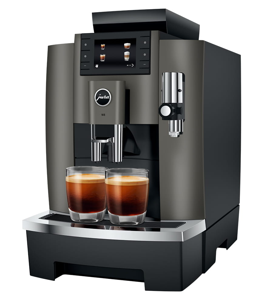 JURA W8 Dark Inox Automatic Coffee Machine (17 Specialities, P.A.G.2 Grinder, One-Touch Cappuccino, Coffee Eye Sensor, Commercial Use)-1
