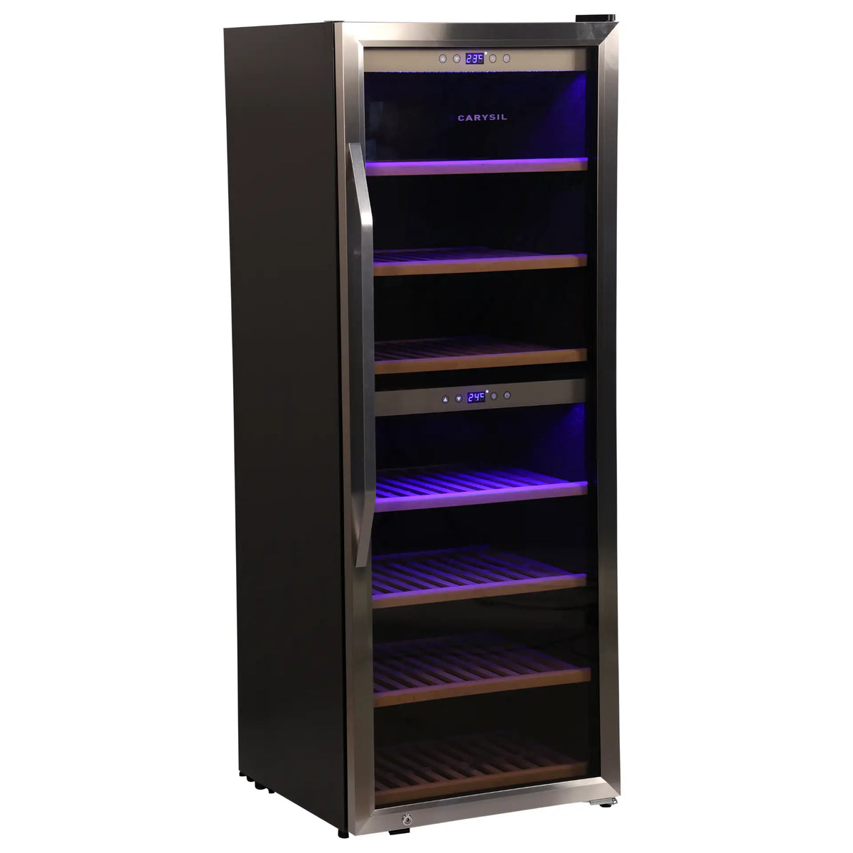 Carysil 126 Bottle Wine Chiller (350L) | Commercial Dual Zone Cooling | 3°C–20°C | Freestanding Wine Cooler | LED Display | Glass Door