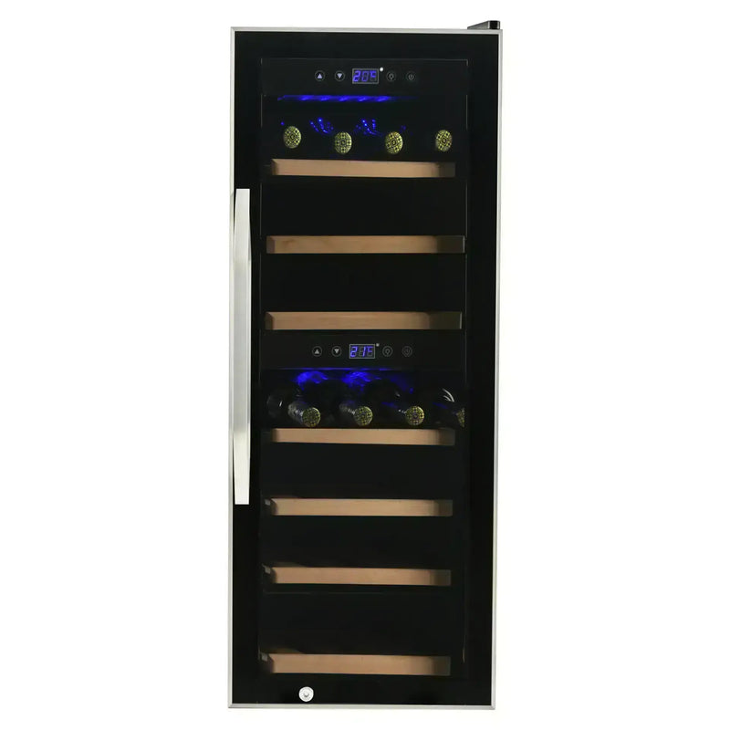 Carysil Wine Chiller – 38 Bottles, Dual Zone Cooling (3°C–20°C), Free Standing Wine Cooler with LED Display, Wooden Shelves & Toughened Glass Door-1
