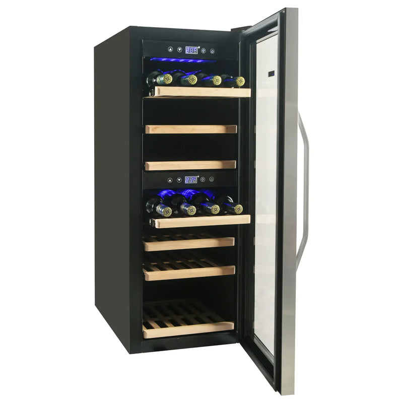 Carysil Wine Chiller – 38 Bottles, Dual Zone Cooling (3°C–20°C), Free Standing Wine Cooler with LED Display, Wooden Shelves & Toughened Glass Door-9